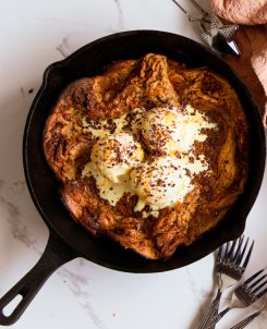 Coffee Caramel Dutch Baby Pancakes
