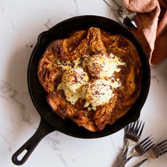 Coffee Caramel Dutch Baby Pancakes