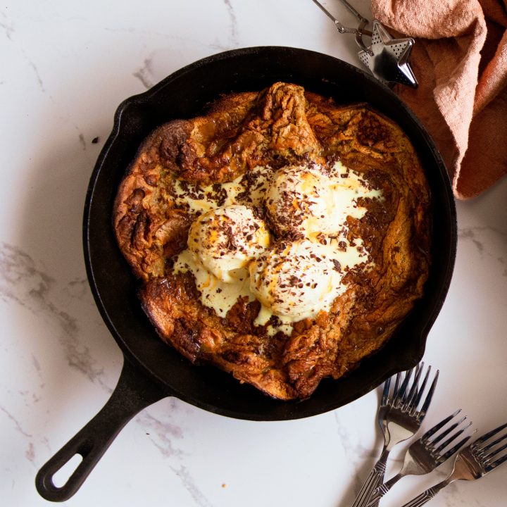 Coffee Caramel Dutch Baby Pancakes