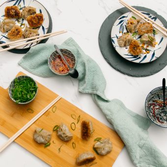 Pan fried chicken dumplings